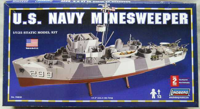 Lindberg 1/130 USS Sentry (AM-299)  (Admirable Class) WWII US Navy Minesweeper, 70830 plastic model kit